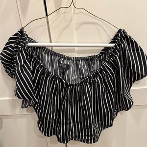 Black and White 2 piece Striped Women's Top